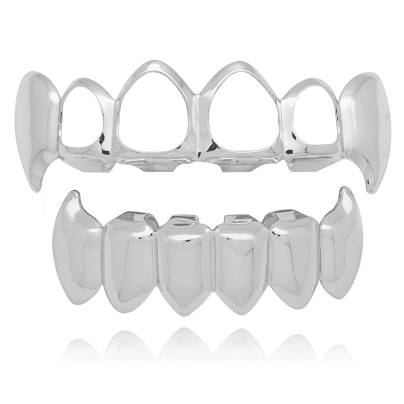 4 Colors Hiphop Grillz Hip Hop Gold Braces Teeth Jewelry Set