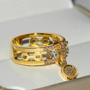 New Plated Disc Ring Gorgeous Round White Rhinestone Engagement Ring Weddin S7A1