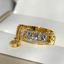 New Plated Disc Ring Gorgeous Round White Rhinestone Engagement Ring Weddin S7A1