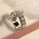 New Plated Disc Ring Gorgeous Round White Rhinestone Engagement Ring Weddin S7A1
