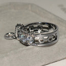 New Plated Disc Ring Gorgeous Round White Rhinestone Engagement Ring Weddin S7A1