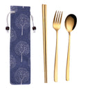 3Pcs/5Pcs Stainless Steel Tableware Set Titanium Colorful Fork Spoon Chopsticks Cutlery Flatware Camping Picnic