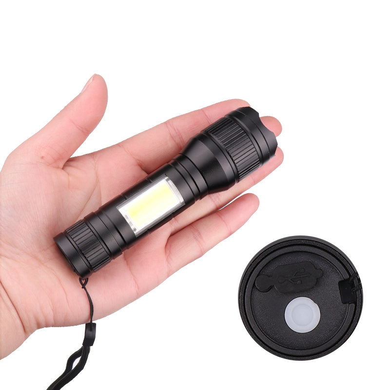 XANES 1450 T6+COB Flashlight USB Rechargeable 3 Modes Work Lamp Camping Hunting Portable Emergency Lantern