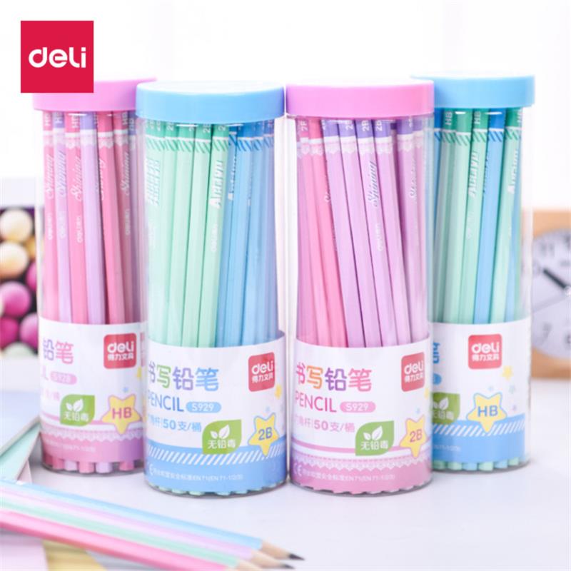 XIAOMI Ecosystem Deli S929 50 Pcs/Bottle 2B Hexagonal Pencils Eco-friendly Wood Pencils School Students Writing Painting Drawing Pencil Office School Supplies