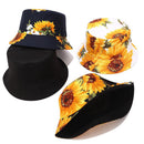 Printed Sunflower Bucket Hat Caps Fisherman Panama Cotton Layer Fabric Sun HC1P7