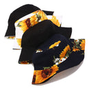 Printed Sunflower Bucket Hat Caps Fisherman Panama Cotton Layer Fabric Sun HC1P7