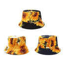 Printed Sunflower Bucket Hat Caps Fisherman Panama Cotton Layer Fabric Sun HC1P7