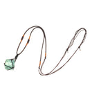 DIY Natural Fluorite Octahedron Pendant Rough Crystal Specimen Necklace Healing Decorations