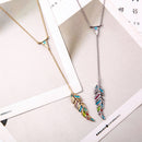 Colorful Enamel Feather Long Pendant Y Shape Necklace Summer Women Necklace
