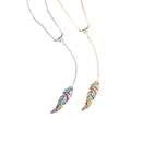 Colorful Enamel Feather Long Pendant Y Shape Necklace Summer Women Necklace
