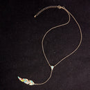 Colorful Enamel Feather Long Pendant Y Shape Necklace Summer Women Necklace
