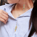 Colorful Enamel Feather Long Pendant Y Shape Necklace Summer Women Necklace