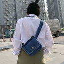 Fashion Female Retro Funny Blue Denim Small Chest Belt Belt Beach Messenger