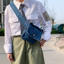 Fashion Female Retro Funny Blue Denim Small Chest Belt Belt Beach Messenger
