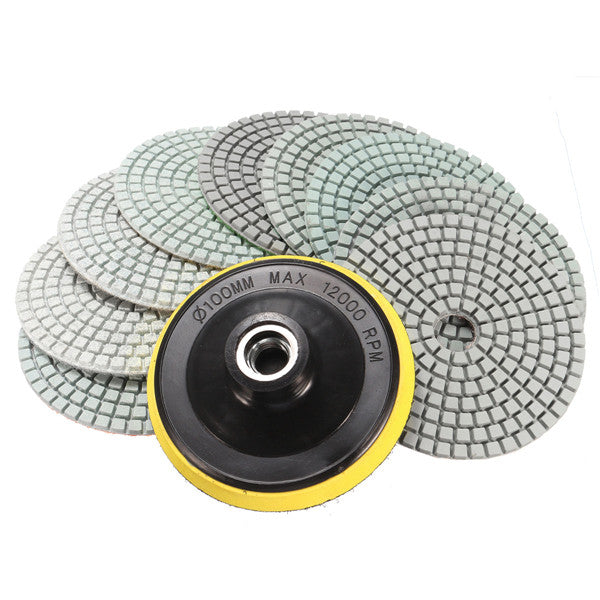 10pcs 4 Inch 50 to 6000 Grit Diamond Polishing Pads for Granite Marble Polish