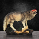 Solar Red Eyes Howling Wolf & Sensor Light Garden Ornament Office Decorations