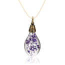 Retro Vintage Dry Flower Light Bulb Pendant Chain Necklacee