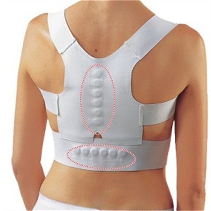 White Comfortable Adjustable Magnetic Posture Support Corrector Body's Back J3F1