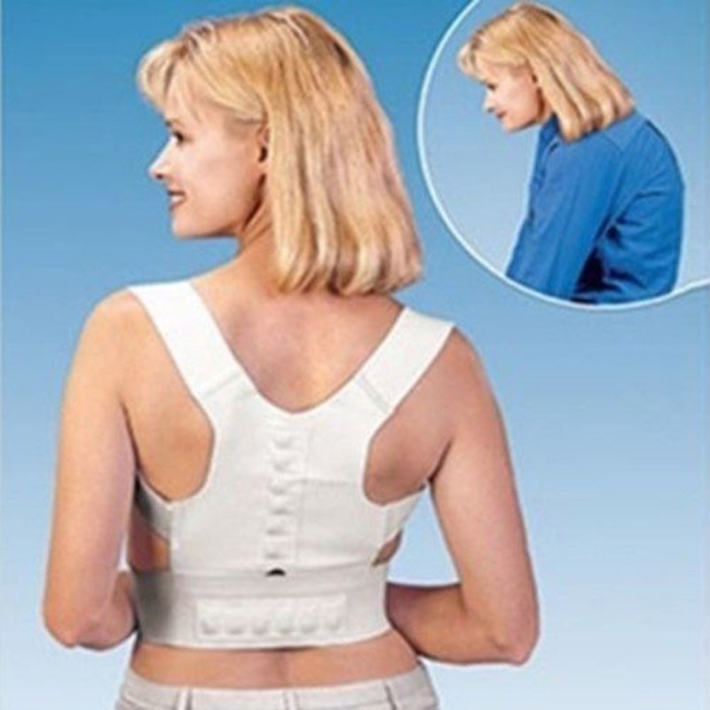 White Comfortable Adjustable Magnetic Posture Support Corrector Body's Back J3F1
