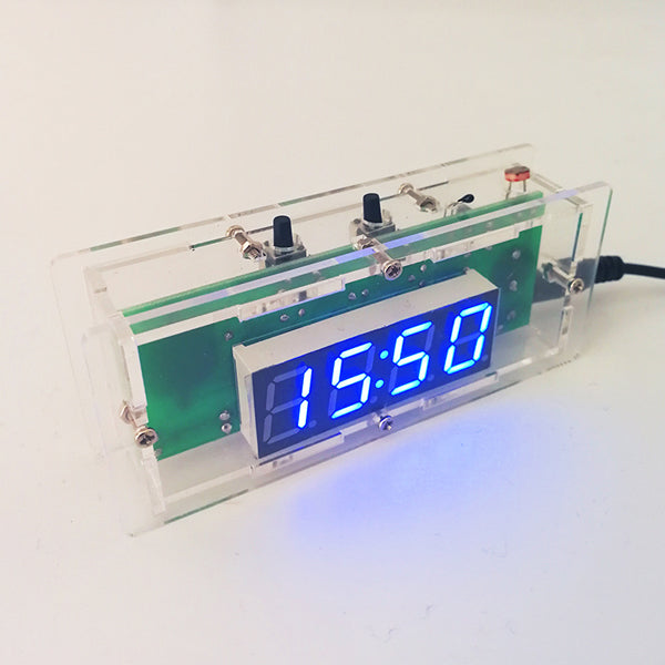 DIY C51 Microcontroller Electronic LED Light Control Temperature Digital Clock Kit With Case