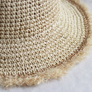Women'S Summer Hand-Woven Foldable Wide Brim Fisherman 100% Raffia Straw Su