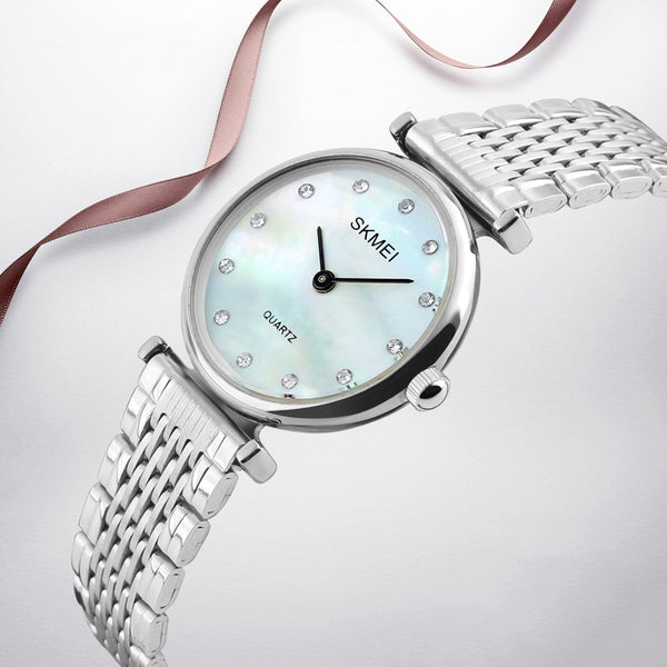 SKMEI 1223 Rhinestones Waterproof Ladies Wrist Watch Casual Style Dress Quartz Watches