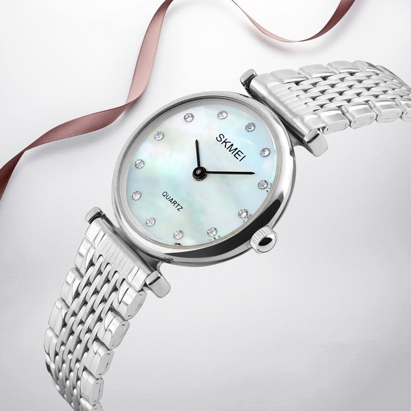 SKMEI 1223 Rhinestones Waterproof Ladies Wrist Watch Casual Style Dress Quartz Watches