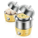 Bear ZDQ-2153 Egg Boiler Automatic Power Off Mini Egg Steamer Double Layer Stainless Steel Timer