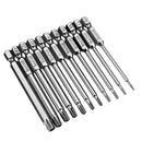 Broppe 11pcs T6-T40 75mm Magnetic Torx Screwdriver Bits 1/4 Inch Hex Shank