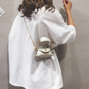 Metal Ring Handle Women Handbag Mini Cute Tote Bag Chain Rivet Shoulder Bag O5H5