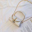 Metal Ring Handle Women Handbag Mini Cute Tote Bag Chain Rivet Shoulder Bag O5H5