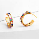 Trendy Elegant Rainbow Multicolor Stud Earring For Women Wedding Cubic Zirc