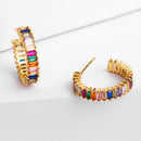 Trendy Elegant Rainbow Multicolor Stud Earring For Women Wedding Cubic Zirc