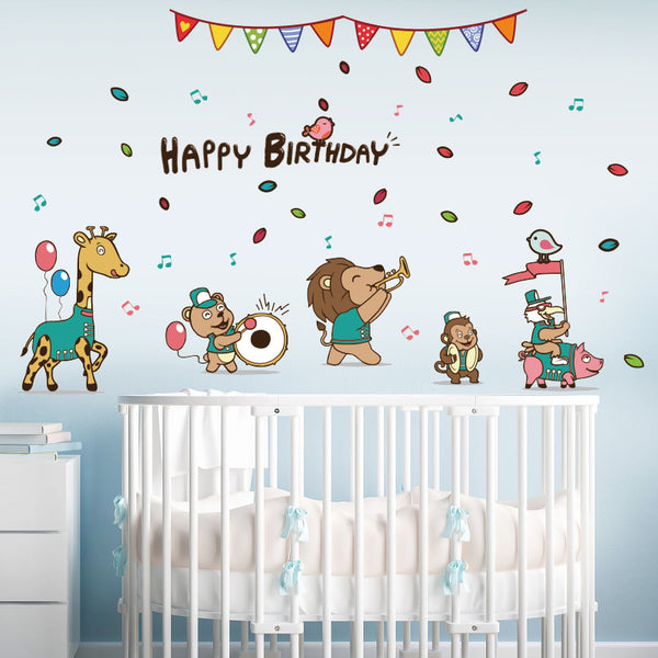 Miico SK7181 Happy Birthday Animal Concert Children's Bedroom Decorative Wall Sticker DIY Stickers