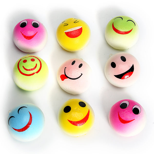 5PCS New Cute Funny Face Simulate Smashed Bean Bun Bread Squishy Toy Stress Reliever Phone Chain
