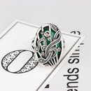 Ethnic Hollow Carve Finger Ring Music Match Rhinestone Oval Geometric Ring Vintage Jewelry for Women
