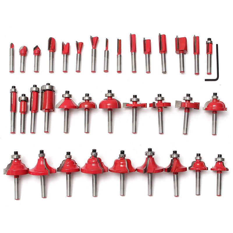 35pcs 1/4 Inch Shank Tungsten Carbide Tip Router Bit Set Wood Working Tool