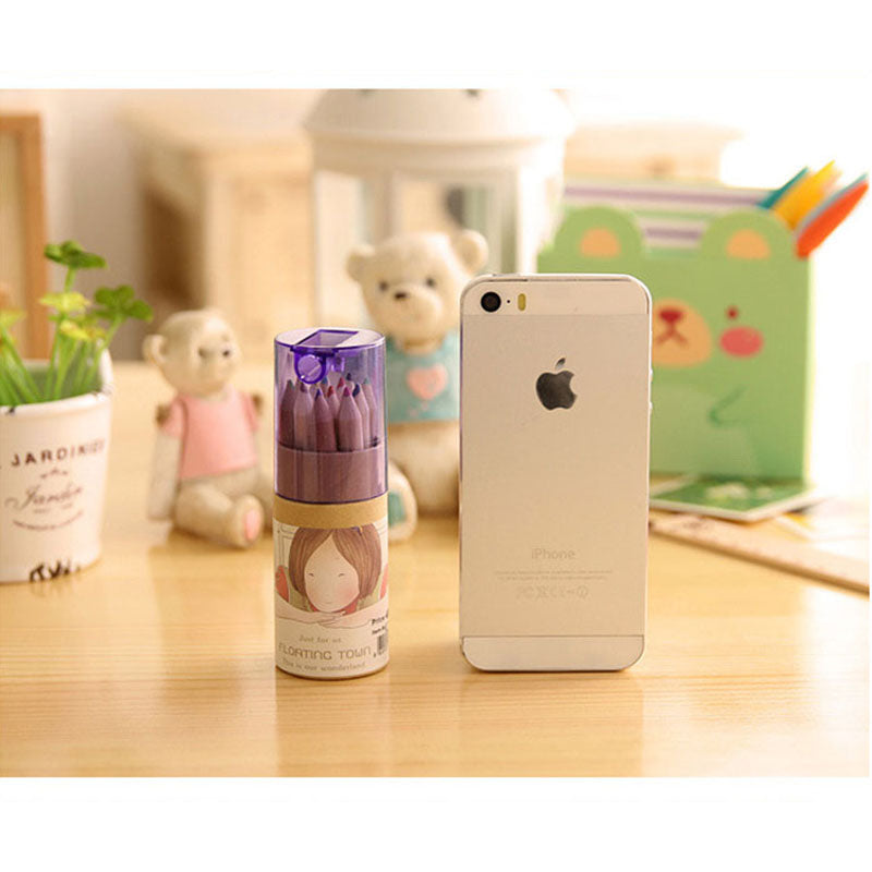 1 Set Lovely Kawaii Cartoon Little Girl 12 Colors Artist Professional Fine Drawing Painting Sketching Writing Pencil CQ02