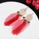 Bohemian Ethnic Long Colorful Tassel Drop Earrings Boho Feather Fringe EarriS1B4