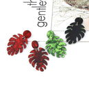 New Long Dangle Acetic Acid Board Green Leaves Earrings Party Jewelry Acces