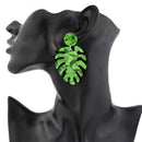 New Long Dangle Acetic Acid Board Green Leaves Earrings Party Jewelry Acces