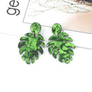 New Long Dangle Acetic Acid Board Green Leaves Earrings Party Jewelry Acces
