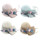 Straw Hats Girls Kids Sun Hats Summer Beach Hats Straw Woven Pocket Beige Y6L5