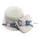 Straw Hats Girls Kids Sun Hats Summer Beach Hats Straw Woven Pocket Beige Y6L5