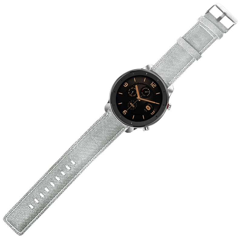 Canvas Leather Watch Band Watch Strap Replacement for 47mm Amazfit GTR Smart Watch