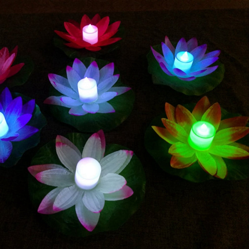 5-Color Led Colorful Lotus Lamp Creek Wishing Lamp Lotus Floating Flower-Sh