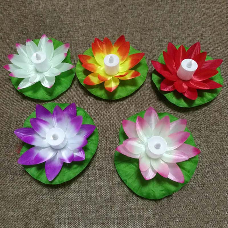 5-Color Led Colorful Lotus Lamp Creek Wishing Lamp Lotus Floating Flower-Sh