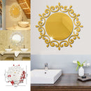Round Flower Mirror Tiles Kitchen Wall Sticker Stick on Decal Home Bedroom Decor
