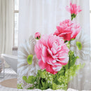 200X200Cm Polyester Red Peony Shower Curtain Thicken Fabric Bathroom Curtai T7B7