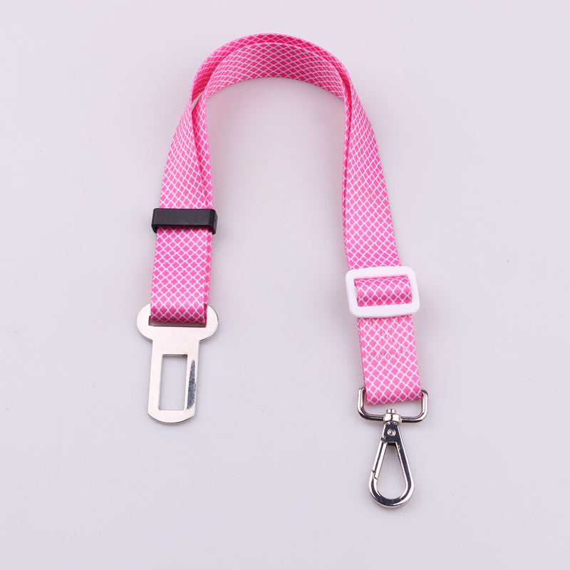 Plaid Dot Print Pets Puppy Seat Lead Leash Dog Harness Vehicle Seatbelt Pet V1Y4